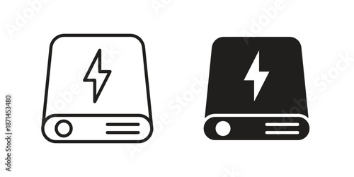 Power bank icons on white background. Line vector sign, symbol for web and mobile
