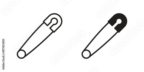 Safety pin icons on white background. Line vector sign, symbol for web and mobile