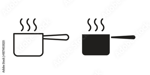 Sauce pan icons on white background. Line vector sign, symbol for web and mobile