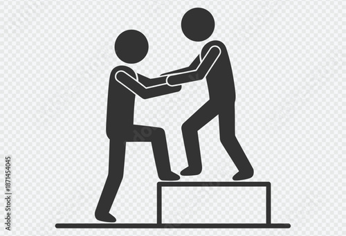 Helping hand: two people assisting each other to reach new heights