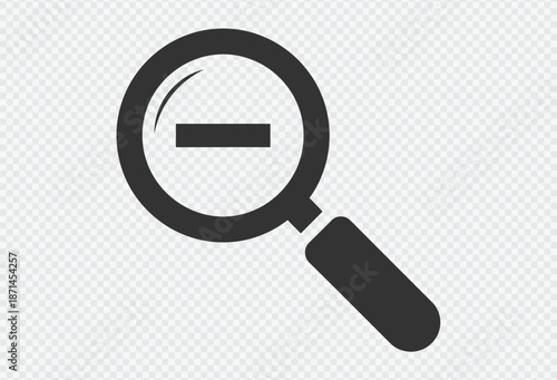 Magnifying glass icon with minus sign indicating search or examination of negative aspects