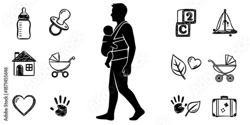 Fatherhood Baby Carrier Paternity Leave Silhouette