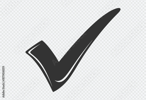 Checkmark symbol on transparent background indicating approval or confirmation