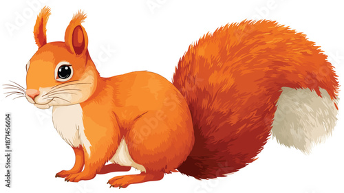 Adorable Cartoon Squirrel Posing on White Background with Outline for Vector Design