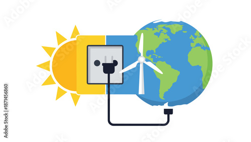 Renewable energy sources powering the planet sustainably, Generative AI.