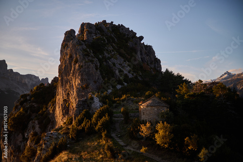 Wallpaper Mural Sunset over Punton de las Brujas rock formation on the Hermitages route in Tella Pyrenees mountains Spain Torontodigital.ca