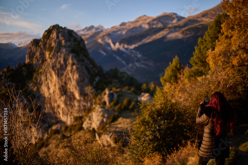 Wallpaper Mural Golden hour sunset views over autumn forests and mountains along the Hermitages route in Tella Pyrenees Spain Torontodigital.ca