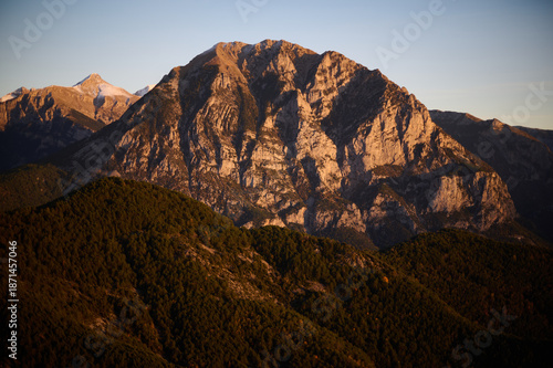 Wallpaper Mural Golden hour sunset views over autumn forests and mountains along the Hermitages route in Tella Pyrenees Spain Torontodigital.ca