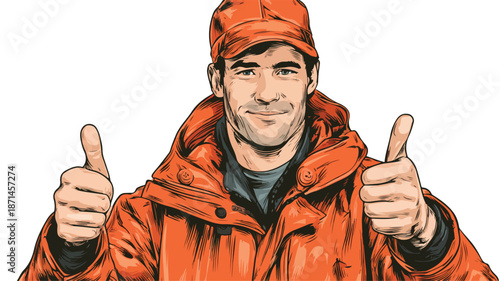 Professional Coast Guard Man Thumbs Up Vector Isolated