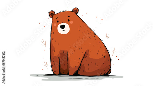 Adorable Cute Bear Cartoon Vector Illustration Isolated on White Background
