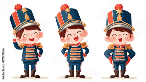 Adorable Boy in Marching Band Leader Costume Vector Illustration