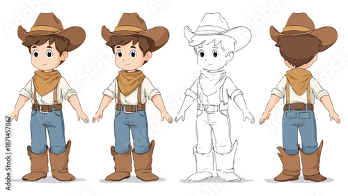 Adorable Cowboy Kid Vector Illustration for Designs and Projects
