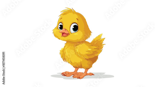 Adorable Chicken Cartoon Illustration on White Background with Outline for Creative Designs