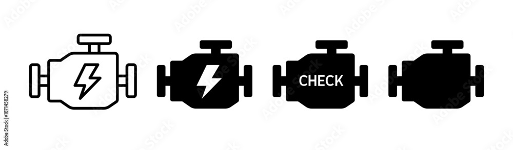 Obraz premium Engine icon. Vector flat black icon set isolated on white background.