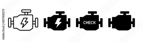 Engine icon. Vector flat black icon set isolated on white background.