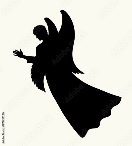 Vector illustration. The Angel. Back view