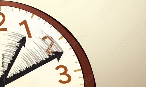 Vector drawing. The hands of a clock flutter in the wind.