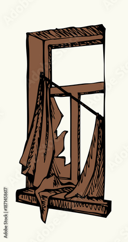 Vector drawing. Cluttered room view.