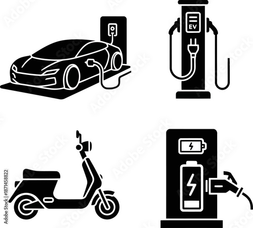 electric vehicle charging station icons