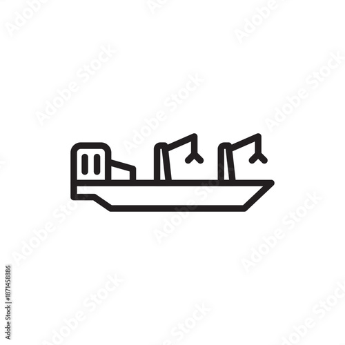Bulk carrier icon symbolizing maritime cargo transport, dry-bulk shipping, and global logistics, representing commodity vessels, industrial freight ships, merchant marine engineering, port operations.