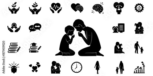 Gentle Parenting Eye Level Communication Silhouette