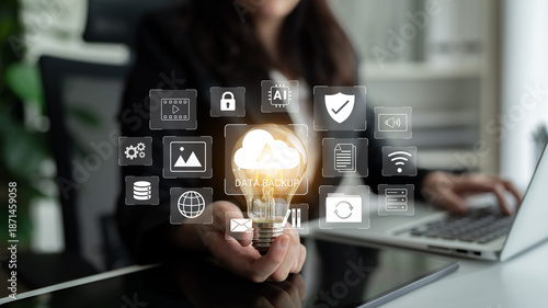 Quadro su tela Data backup improves cloud synchronization, enhances security, and supports reli