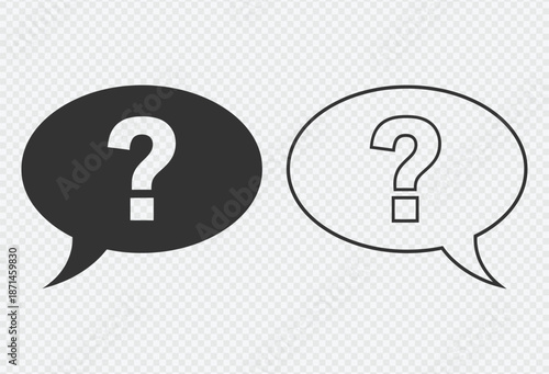 Question mark symbols in speech bubbles representing inquiry and curiosity