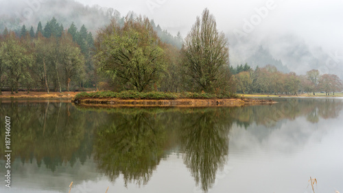 Rainy Day at Trojan Lake State Park at Trojan Nuclear Facility, near Rainier, Oregon	