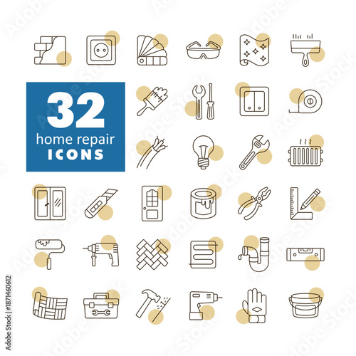 Set of building construction and home repair icons