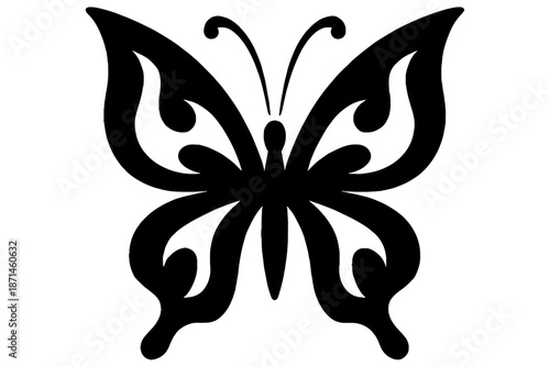 black and white butterfly,
Butterfly Vector Icon, Simple Antennae Illustration