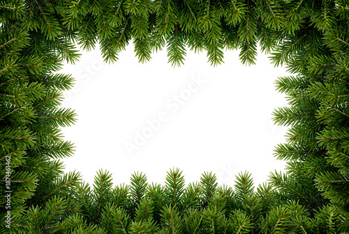 Wallpaper Mural Lush green pine tree branches forming a festive rectangular frame for seasonal design isolated on transparent background Torontodigital.ca