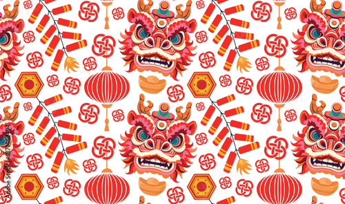 Chinese Dragon Festive Seamless Pattern