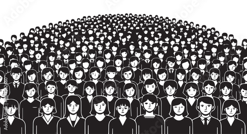 Diverse crowd of faceless business people icons in flat design, minimalist vector illustration for corporate teamwork and global community concept