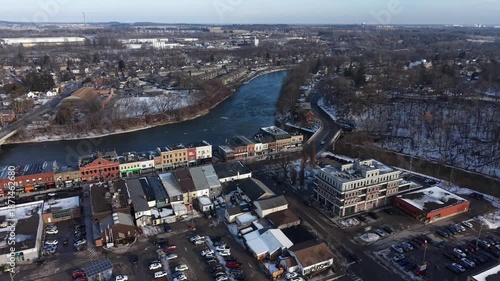 Aerial Winter Drone Views of Paris, Ontario, Canada
