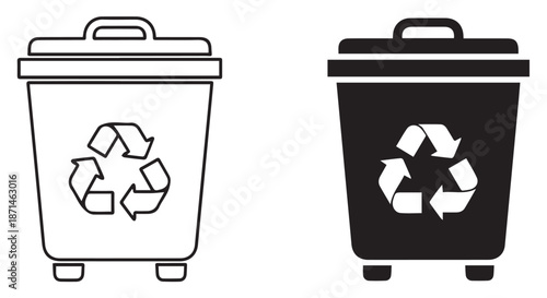 Recycling Bins for Plastic and Paper Waste Separation Isolated on Transparent Background Eco Friendly Concept