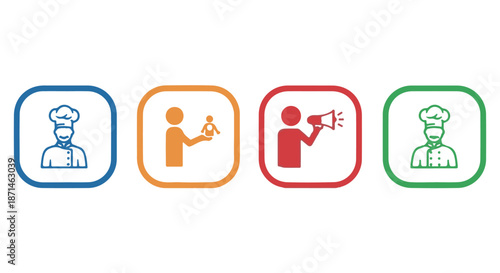 Four Stages of Business Success and Leadership Concept with Colored Icons in Flat Design Vector Illustration