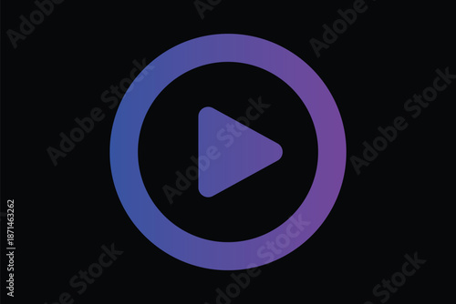Black play button icon with white triangle symbol representing media playback or start, used in video and audio interfaces. play icon button. Play Button Icons in gradient Solid and Outline icons eps