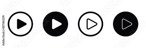 Set of play buttons icons. Play button. Video audio player button. Vector illustration. music video start sign. element. Play icon graphic set. trendy stroke line style. play button pictogram icon set