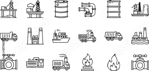 Industrial icons set for business and technology projects