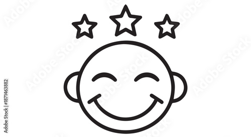 Smiling face with stars shining above happy expression