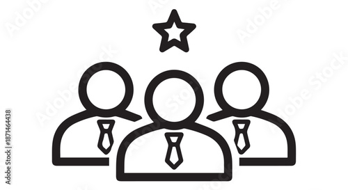 Three business professionals with star above representing excellence