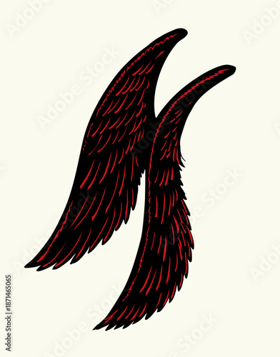 Vector drawing. Two large wings.