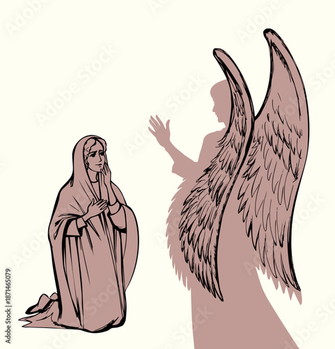 Vector illustration. The Angel Annunciation to Mary.