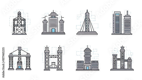 Modern Building and Construction Icons Set