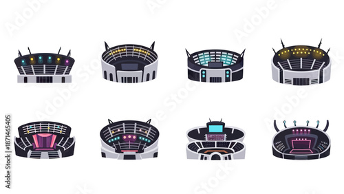 Collection of Modern Stadium and Arena Building Icons