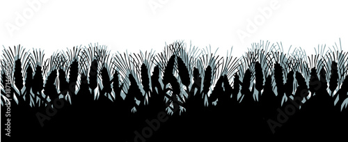 Vector drawing. Old wheat field
