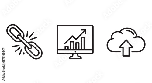 Business growth and connectivity icons for modern technology solutions