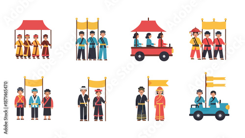 Asian Traditional Procession and Festival Figures