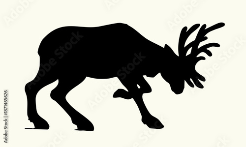 Vector drawing. The reindeer bent its antlers