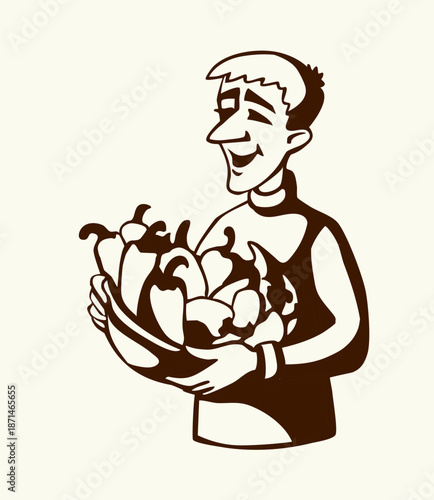 Vector illustration. Peter Piper picked a peck of pickled peppers